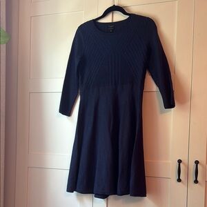 Talbots Navy Merino Wool Sweater Dress medium petite EUC